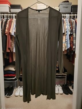 Ambiance Olive Green Lightweight Open-Front Cardigan
